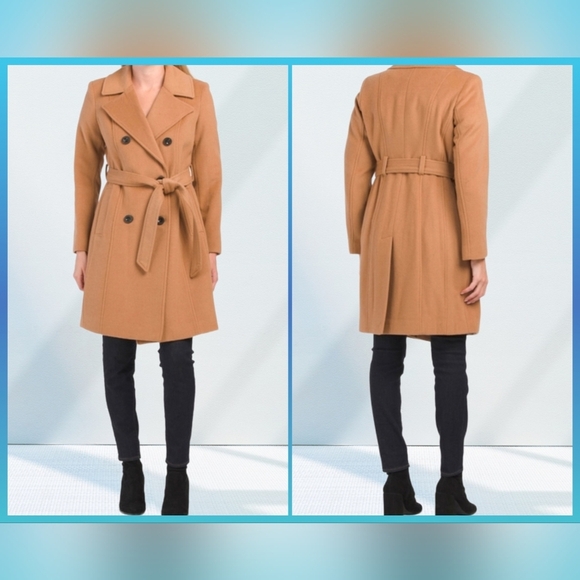 Calvin Klein Jackets & Blazers - Anne Klein Cashmere Wool Blend Camel Double-Breasted Belted Trench Coat